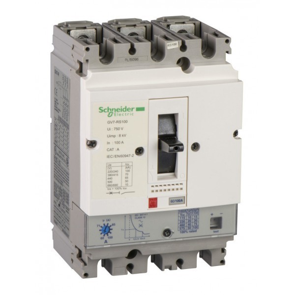 Силовой автомат Schneider Electric TeSys GV7, 36кА, 3P, 100А, GV7RE100