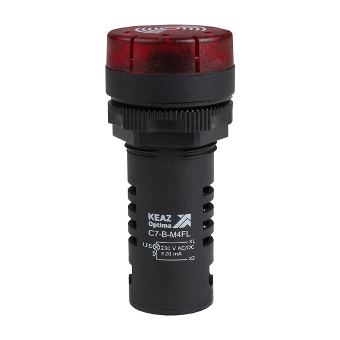 Зуммер с пульсирующим сигналом OptiSignal Compact D22 C7-B-M4FL красный с подсветкой 230 В AC/DC