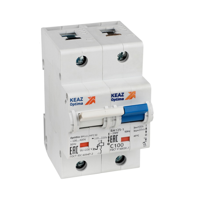 Выключатель автоматический модульный с независимым расцепителем OptiDin BM125-1D100-НР-14In-УХЛ3