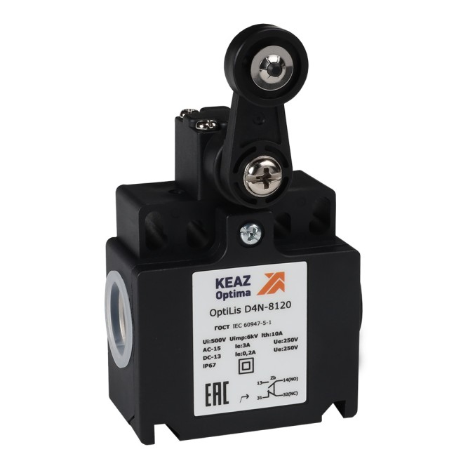 Выключатель концевой OptiLiS D4N-8120 рычаг пластиковый с роликом пластиковым EN 50047 XCKT2118P16