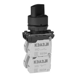 Переключатель КПЕ2511Р-черный-1но+1нз-ручка-фикс-3поз-IP54-КЭАЗ