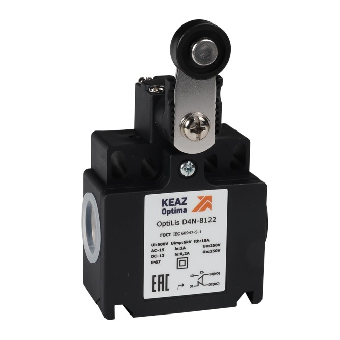 Выключатель концевой OptiLiS D4N-8122 рычаг металлический с роликом пластиковым EN 50047 XCKT2118P16
